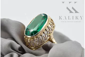 Anillo Joyería vintage Esmeralda Oro amarillo de 14 quilates vrc129y